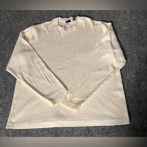 Gap Crew Neck Ribbed Knit Shirt Men’s Long Sleeve OffWhite Thermal LightPreppy L